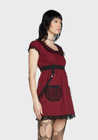 Black And Red Bo Peep Strap Dress