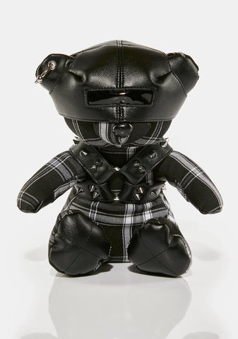 Distortion Plaid Bear Keychain Plushie
