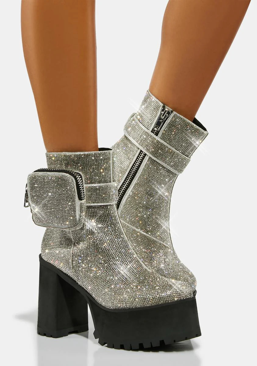 At The Top Rhinestone Ankle Boots