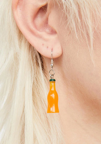 Orange Soda Bottle Drop Earrings