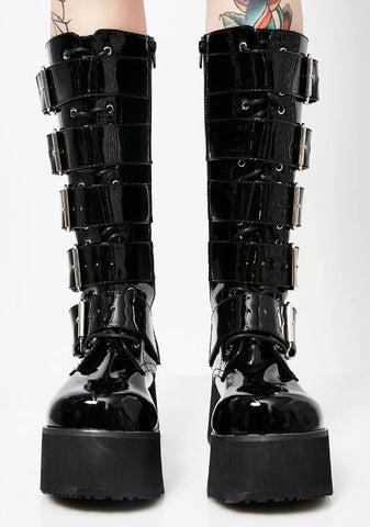 Trashville-518 Unisex Platform Knee High Boots