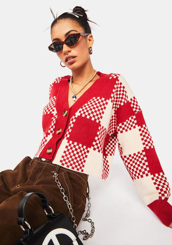 Here To Stay Checkered Cardigan