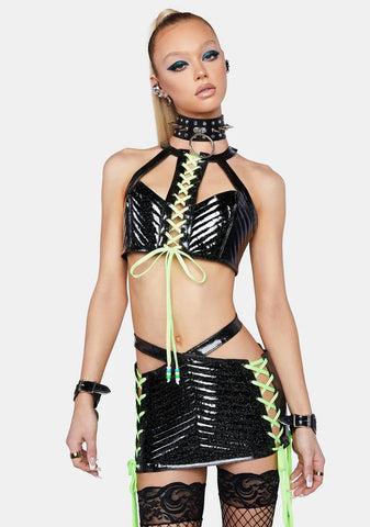 Onyx Rude Awakening Glitter Mini Skirt