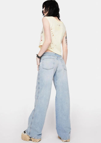 Raw Cut Puddle Jeans