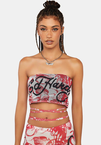 Battle Skull Tied Tube Top