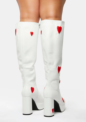 Wide Calf White Jam Tarts Platform Boots