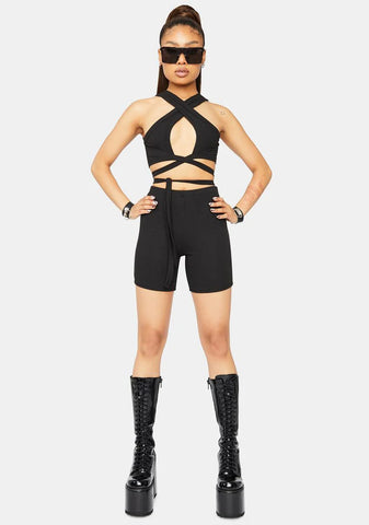 Wicked Young Hearts Wrap Top And Shorts Set