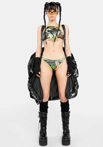 Yellow Self Love Camo Halter Bikini Set