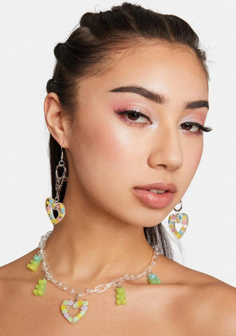 Lime Taken Charmer Clear Chain Necklace