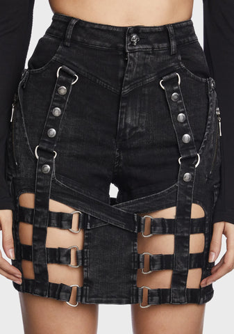 Distressed Detachable Two-Way Pantskirt