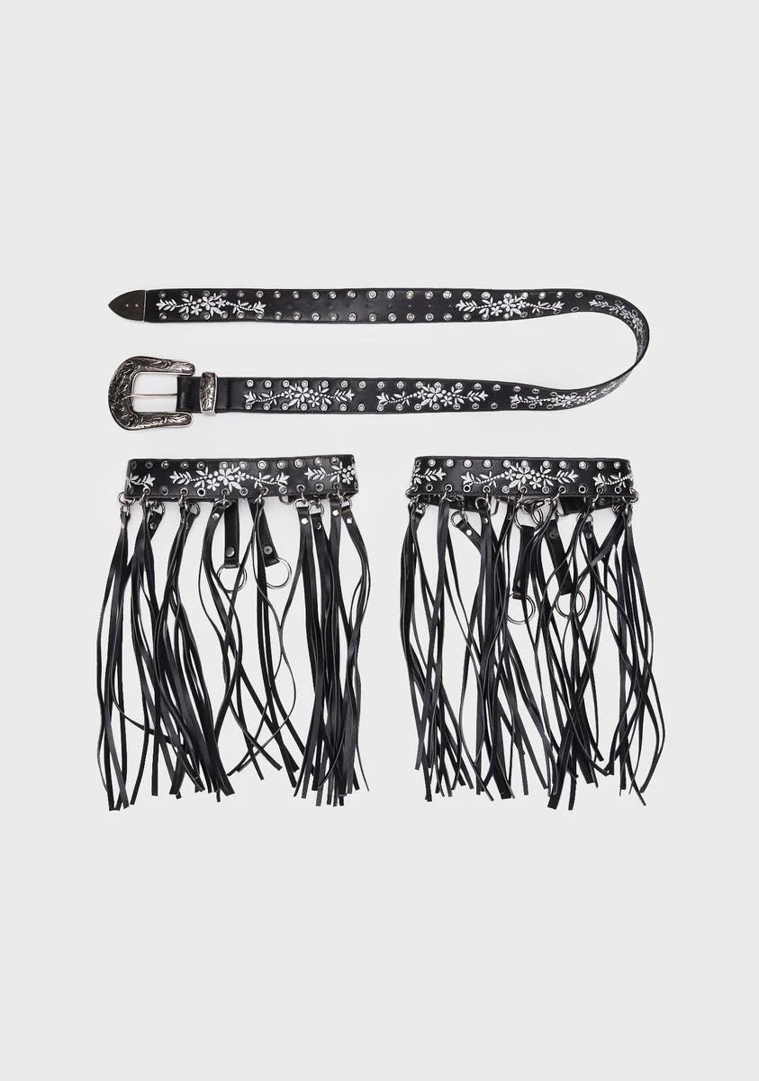 Cavern Crazy Fringe Belt - Black