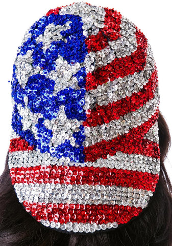 American Flag X Sequin Cap