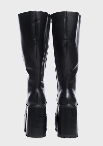 Wide Fit Vintage Soul Knee High Boots - Black