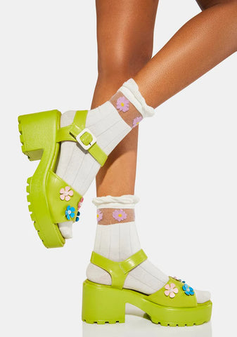 Cozy Flower Garden Chunky Sandals