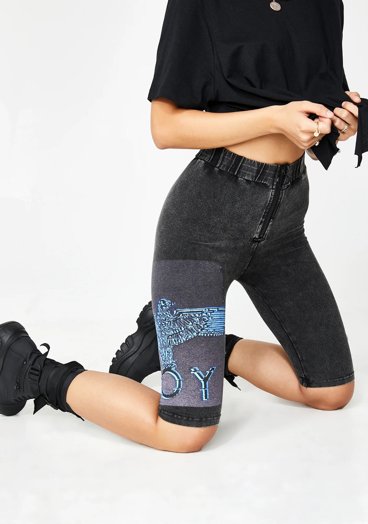 Onyx Boy Eagle Glitch Cycling Shorts