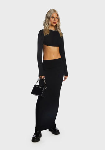 Backless Crop Top And Maxi Skirt Set