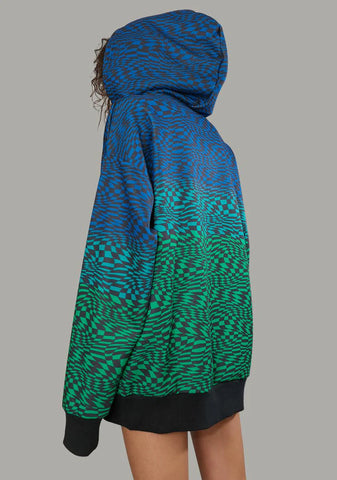 Warped Realm Checkered Oversized Hoodie