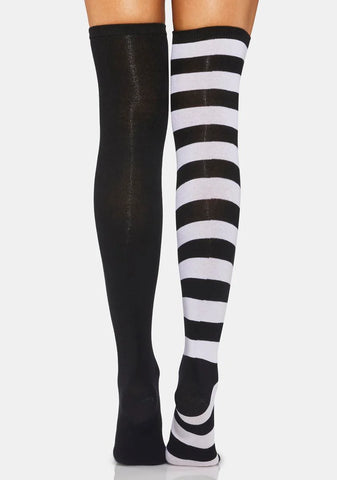 Oh So Oddly Mismatched Thigh High Socks