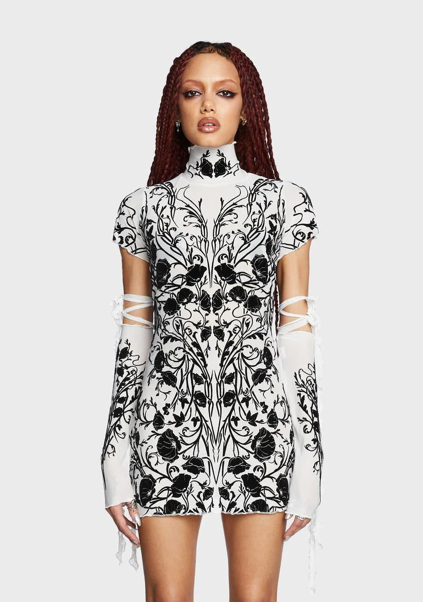 Charmed Vines Mini Dress - Ivory