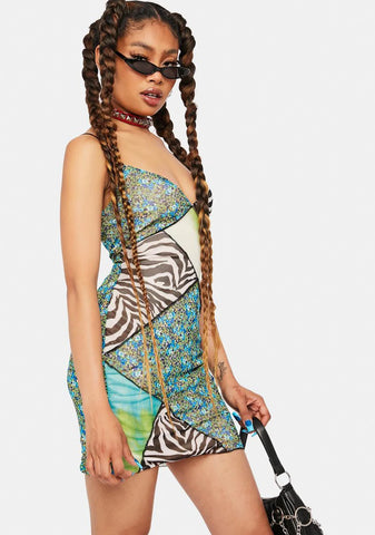 Love Fusion Patchwork Mini Dress