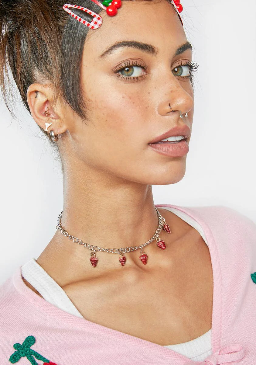 Juicy Bites Strawberry Chain Necklace