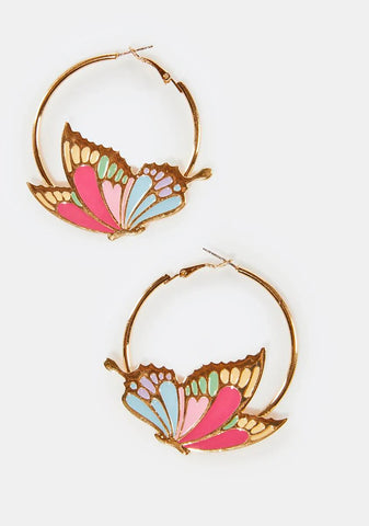 Painted Lady Hoop Earrings