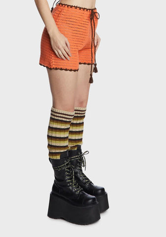 Crochet High-Waisted Shorts