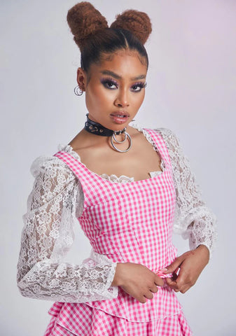 Diva Menage A Trois Gingham Corset Tank