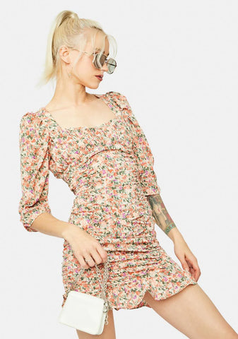 Write U A Love Song Puff Sleeve Floral Mini Dress