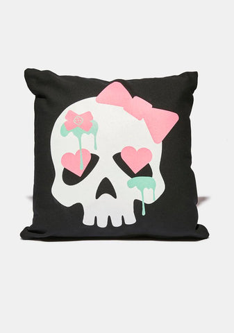 Pastel Goth Skull Pillow