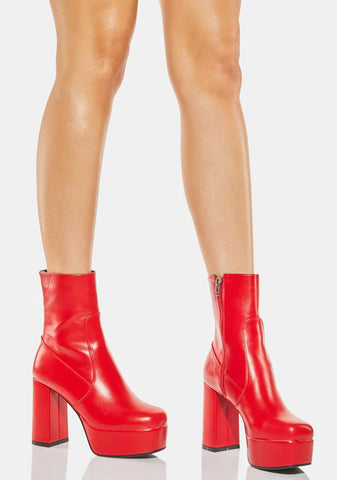 Red Making Moves Platform Boots
