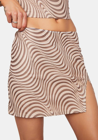 Swirl Print Mesh Mini Skirt