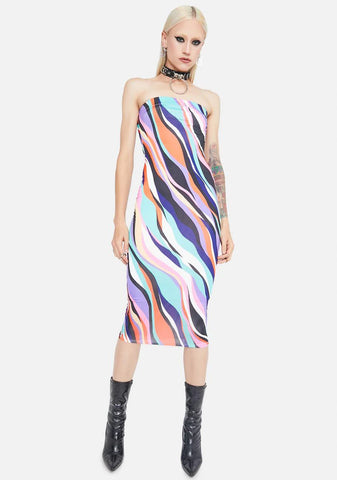 Dancing Lights Swirl Print Midi Dress