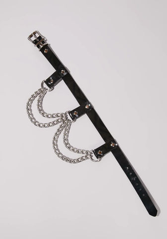 Vegan Leather Layered Chain Choker