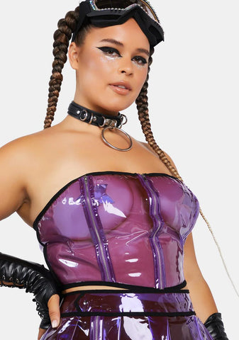 Plus Astro Vision Vinyl Corset Top