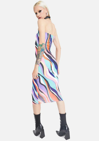 Dancing Lights Swirl Print Midi Dress