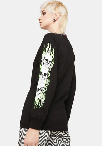 Skull Trio Long Sleeve Graphic Tee
