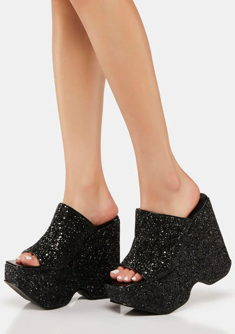 Black Rezza Wedge Heels