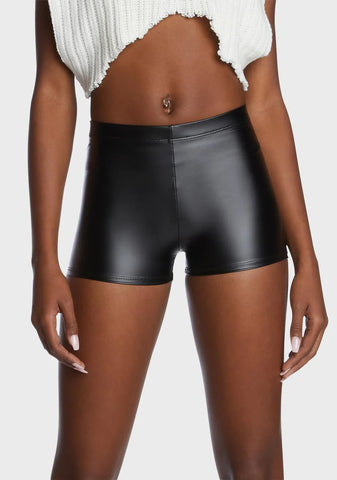 On The Edge Vegan Leather Shorts