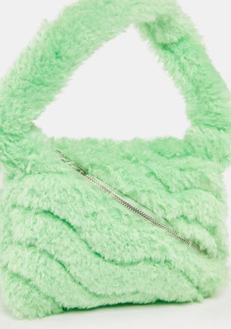 Green Isabel Fluffy Zipped Shoulder Bag