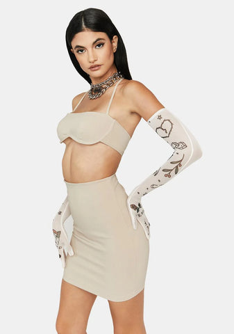 Taupe Weekend Ready Skirt Set