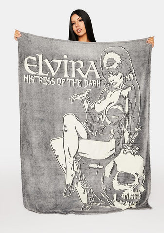 Elvira Comic Skull Glow In The Dark Blanket
