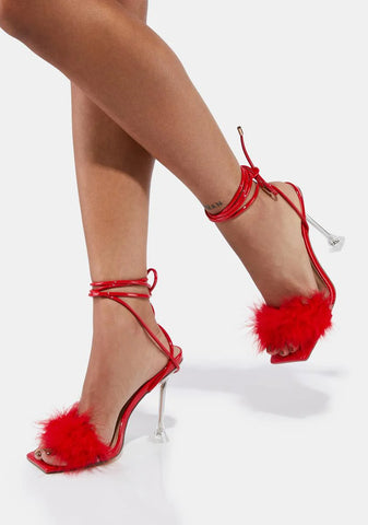 Red Warwick Feather Heels