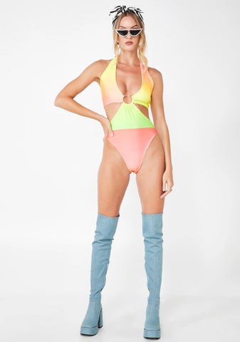 Ombre Plunging One Piece Bikini