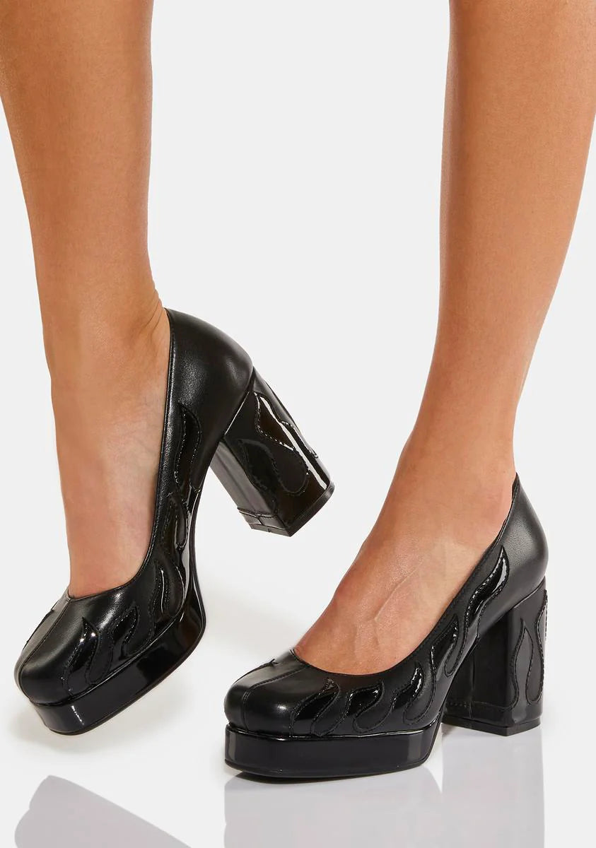 Black Changed Block Heels