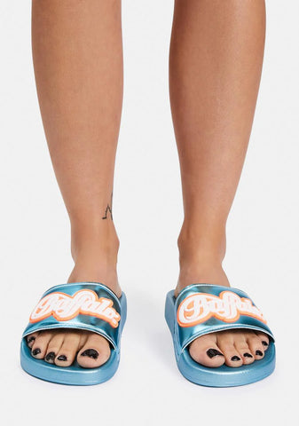 Blue Metallic Rana Slides