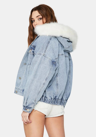 Winter Blues Denim Bomber Jacket