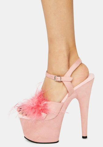 Light Pink Adore Fluffy Heels