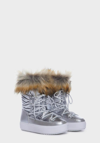 Silver Chilly Reception Faux Fur Boots