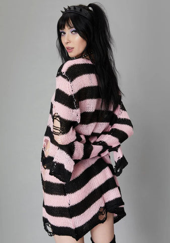 Rose Eternal Nightmare Distressed Sweater